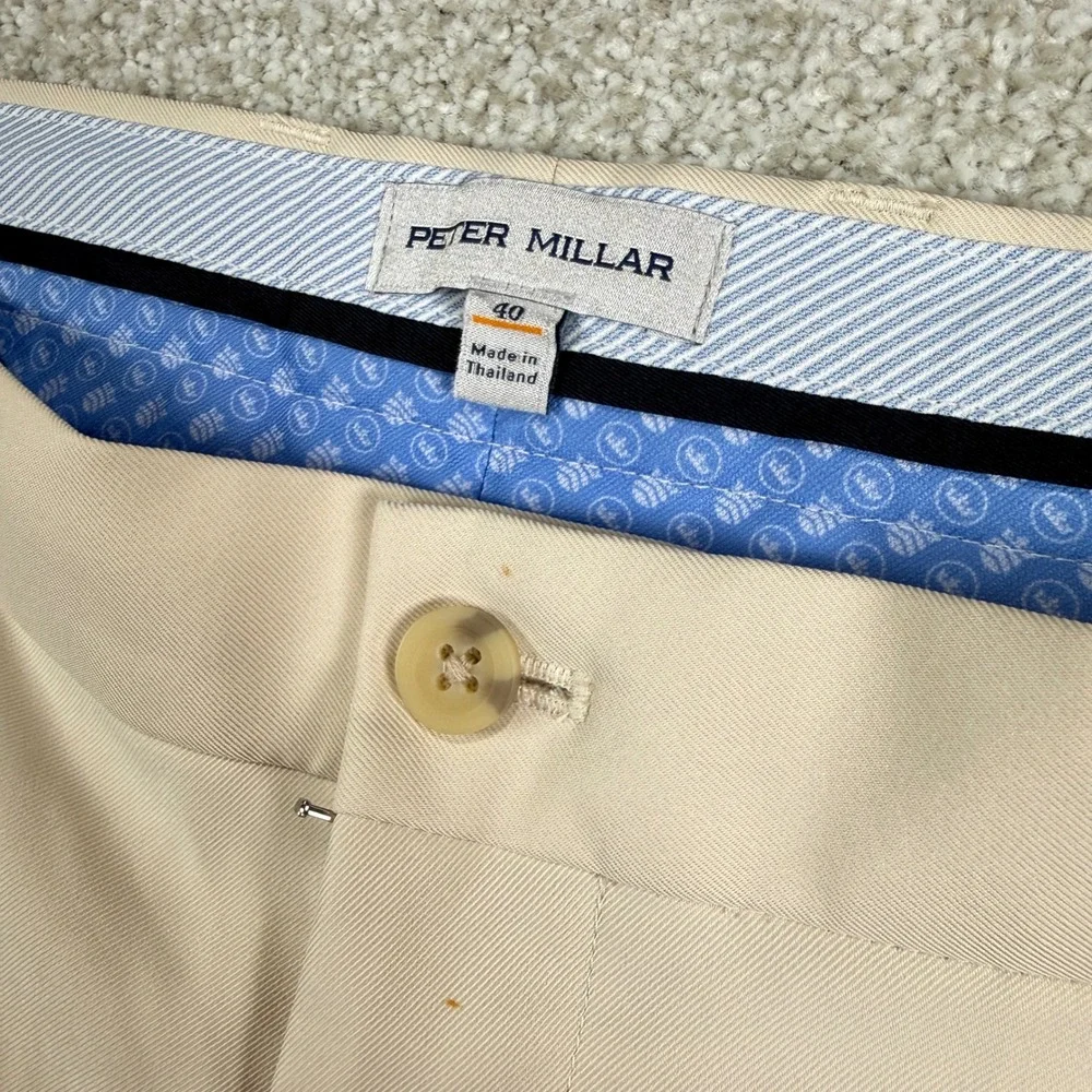 Peter Millar Shorts Mens 40 Tan Performance Golf Twill Flat Front Luxury